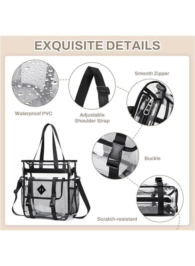 Arabest Clear Tote Bag Stadium Approved 12x6x12, Thickened Heavy Duty PVC Transparent Tote Bag Water Resistant - Image 5