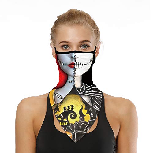 YAYOUREL Halloween Scary Skull Mask Halloween Masks for Adults Skeleton Bandana Neck Gaiter Face Mask Covering Ear Loop Hole Triangle Bandanas for Men Women UV Face Scarf Mask Cover Fishing - Image 1