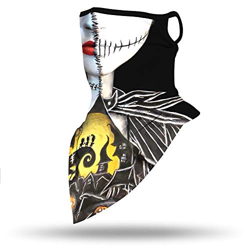 YAYOUREL Halloween Scary Skull Mask Halloween Masks for Adults Skeleton Bandana Neck Gaiter Face Mask Covering Ear Loop Hole Triangle Bandanas for Men Women UV Face Scarf Mask Cover Fishing - Image 4