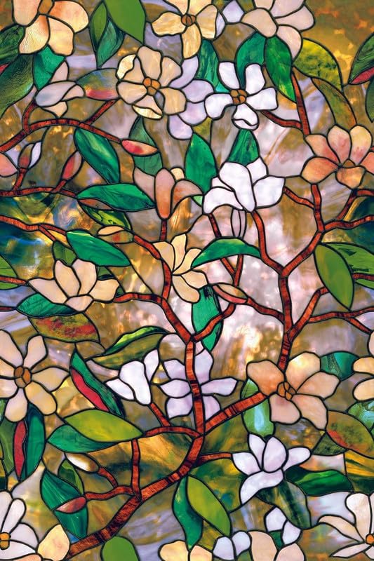 GK Trading STARLITE ENTERPRISES Polyvinyl Chloride Botanical Door 3D Printed Window Privacy Glass Self Adhesive Decorative for Bathroom/Door Window/Heat Control/Sidelight/Anti UV(Multi, 2 x 8 Feet) - Image 4