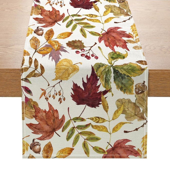 FALL DECORATIONS FOR HOMEFALL MAPLE LEAVES TABLE RUNNER THANKSGIVING WATERCOLOR PLANT YELLOW LEAFS HOME KITCHEN DECOROUTDOOR HOME PARTY TABLE DECORATION 13X72 INCH ZQZX03