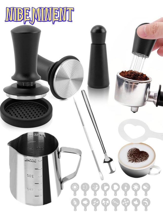 NIBEMINENT 22PCS Espresso Tamper Set - Barista Coffee Accessories Kit with 51mm Tamper, Milk Frothing Pitcher & Latte Art Tools - Image 1
