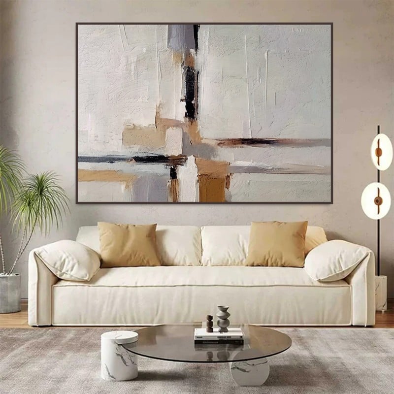 ماركتنا لوحة قماشية بتصميم الفن التشكيلي مع برواز مجوف مقاس (70×50) قطعة واحدة - Image 1