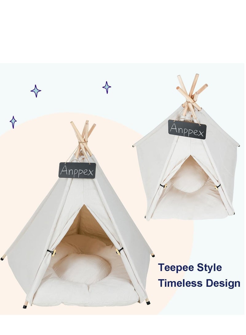 TRASSLE Dog Teepee, Cat Tent Teepee with Thick Cushion, Washable Pet Tent Teepee Dog Bed Cat Tent House,M Size for Small Dog - Image 2