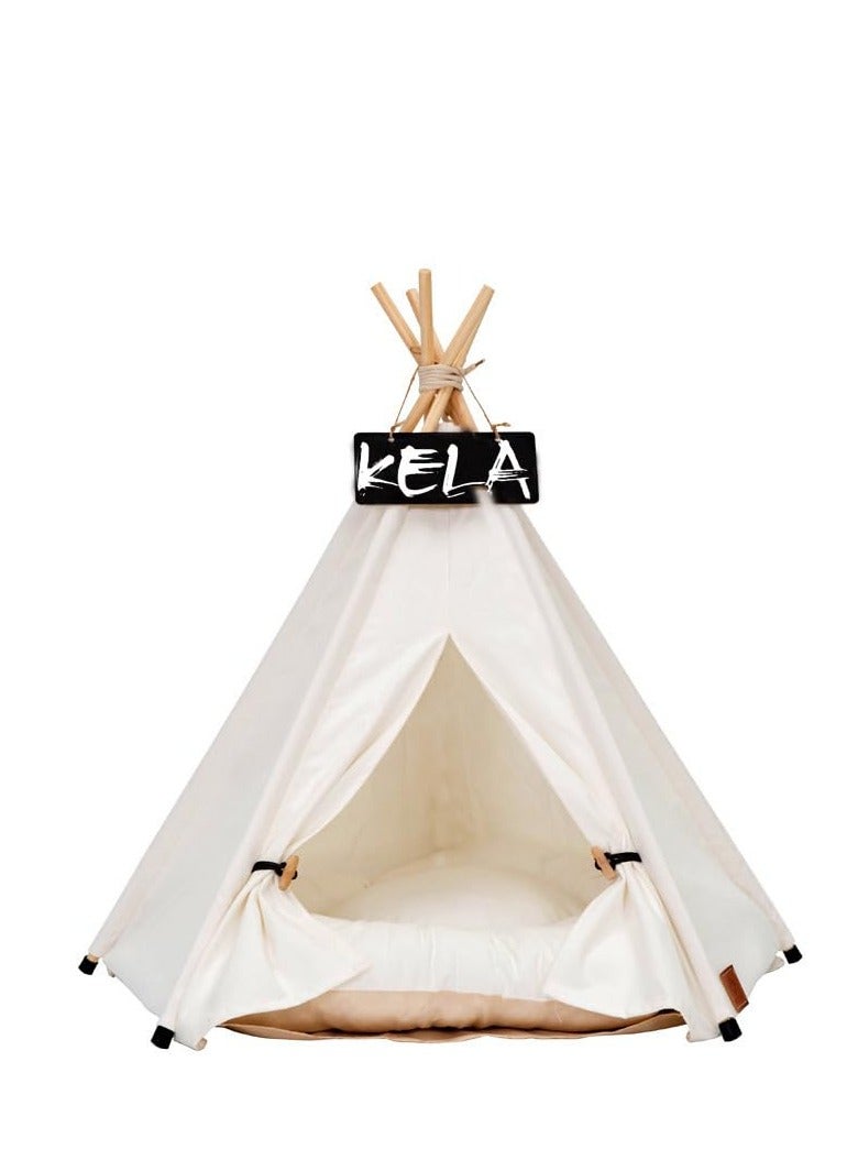 TRASSLE Dog Teepee, Cat Tent Teepee with Thick Cushion, Washable Pet Tent Teepee Dog Bed Cat Tent House,M Size for Small Dog - Image 1