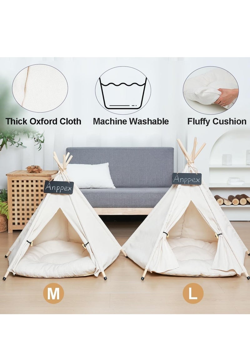 TRASSLE Dog Teepee, Cat Tent Teepee with Thick Cushion, Washable Pet Tent Teepee Dog Bed Cat Tent House,M Size for Small Dog - Image 4