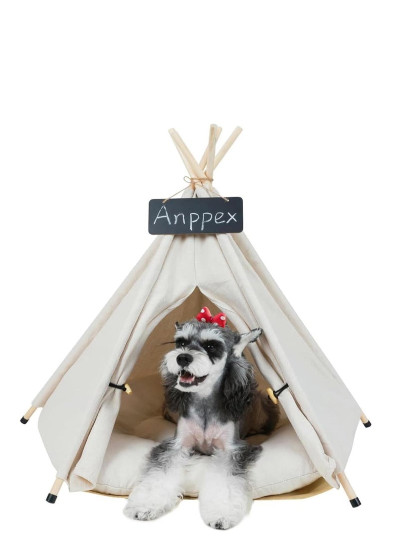 TRASSLE Dog Teepee, Cat Tent Teepee with Thick Cushion, Washable Pet Tent Teepee Dog Bed Cat Tent House,M Size for Small Dog - Image 5