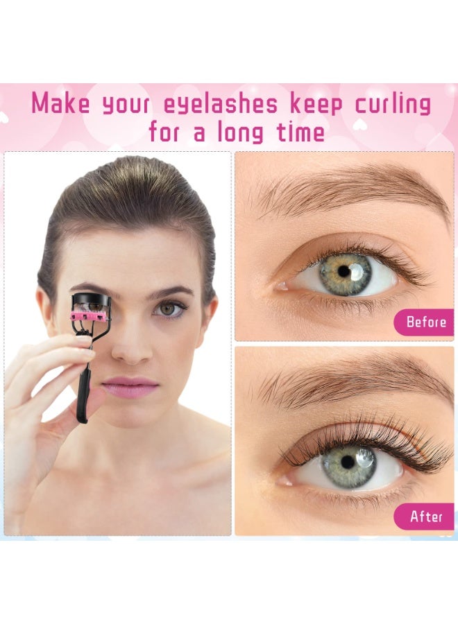Generic 17-Piece Eyelash Curler Set Eyelash Curler Eyelash Comb Separator Extension Tweezers Eyebrow Brush Scissors False Eyelash Applicator Eyebrow Trimmer Silicone Replacement Pad For Ladies  - Image 2