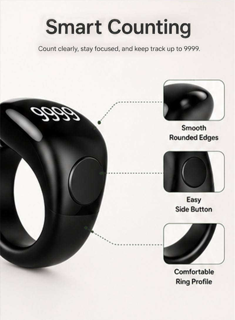 IFAYRID Smart Ring Tasbeeh Counter for Muslims, Digital Prayer Counter Ring with OLED Display, Bluetooth Prayer Reminder, Adjustable Finger Counter, Magnetic Type-C Rechargeable Tasbih Ring - Image 4