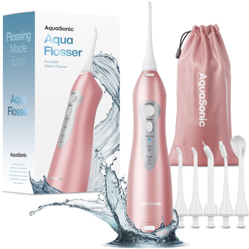 AquaSonic Water Flosser - Cordless Rechargeable Water Flossers for Teeth Cleaning - Waterproof Aqua Flosser, Portable Oral Irrigator for Dental Cleaning with 5 Jet Tips â€“ Braces Home Travel - Image 1