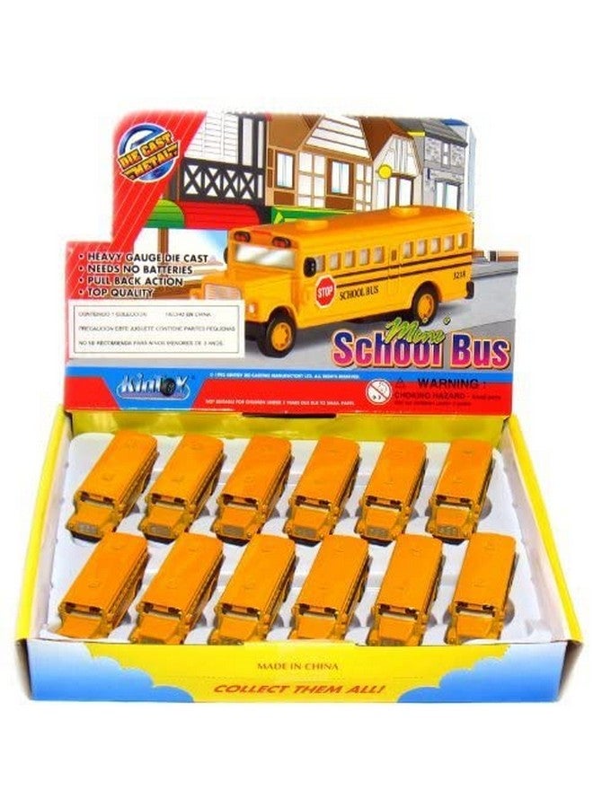 KinsFun 🚌 KiNSFUN Classic Long Nose School Bus 2½" Die Cast Metal w/ Pull Back Action 12 Pack - Image 5
