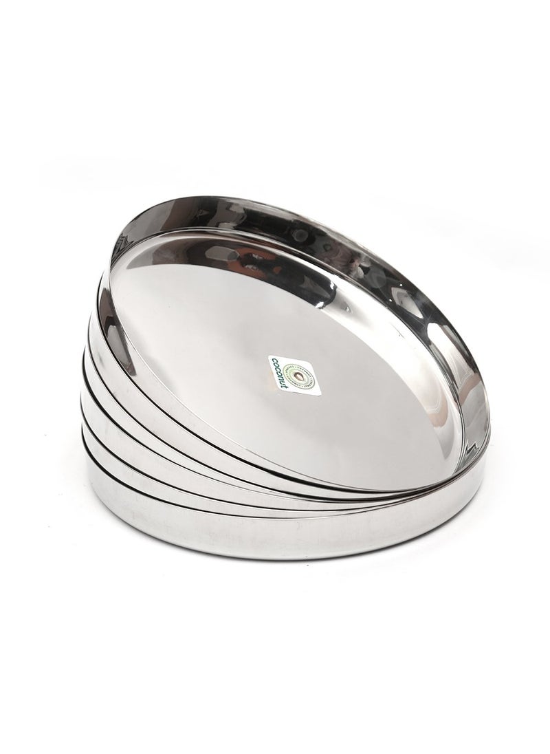 Coconut coconut Stainless Steel Dinner Plate/Thali - 6 Qty - Diameter - 10 Inch  - Image 2