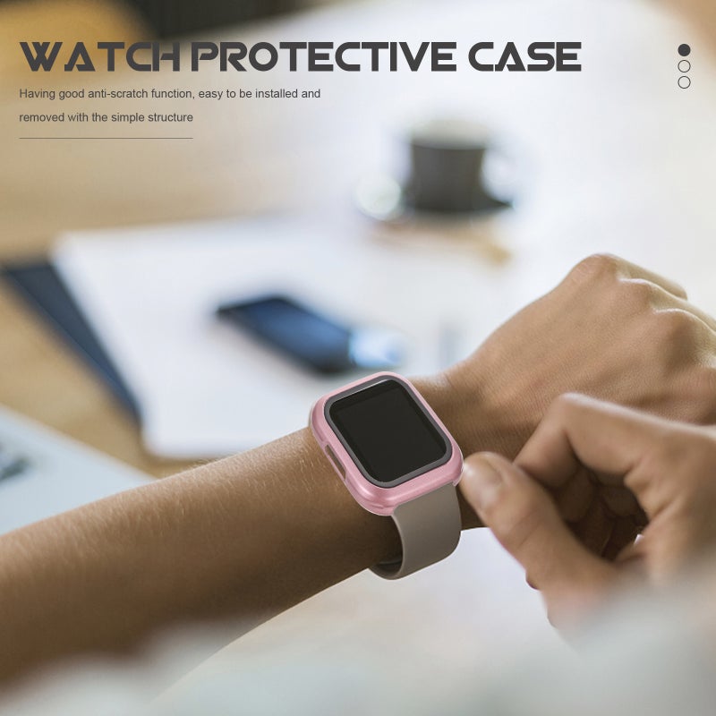2Pcs Watch Screen Protector Hard PC Case Tempered Glass Screen Protector Protective Watch Case - Image 3