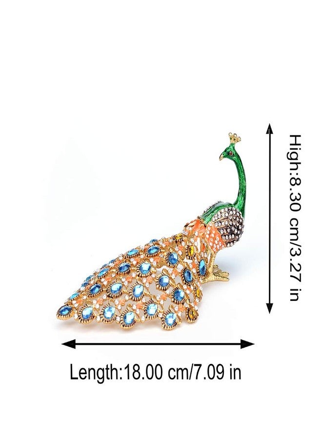 Furuida Trinket Box with Hinged Green Peacock Crystal Ornament Decorative Hinged Jewelry Box Ring Store Luxurious Gift for Home Decor - Image 3