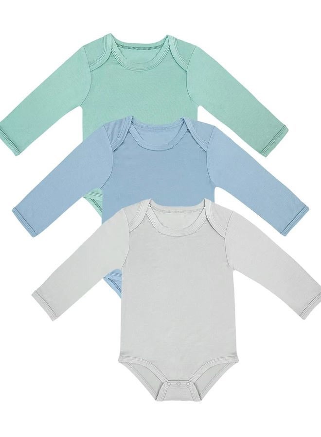 Ekkimy Baby Bodysuits Long Sleeve Bamboo Onesie for Baby Boy Baby Girl Clothes,3 Packs(0-24Months) - Image 1