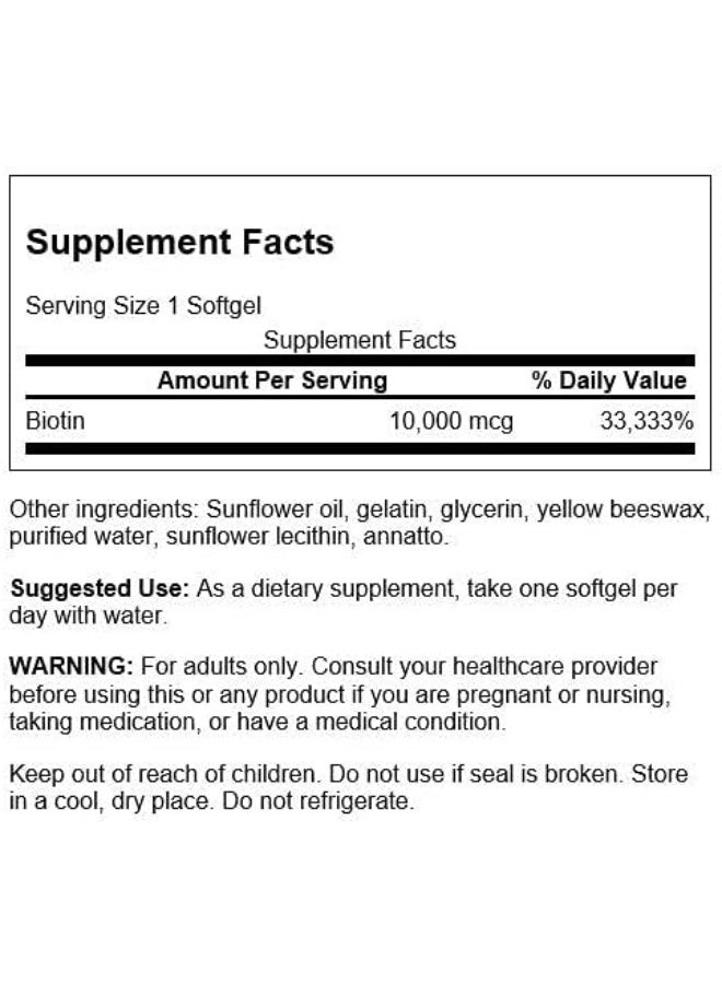 Swanson Premium Brand Biotin Softgels 10000 mcg for Adults - 60 Count - Image 3