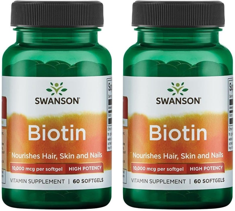 Swanson Premium Brand Biotin Softgels 10000 mcg for Adults - 60 Count - Image 1