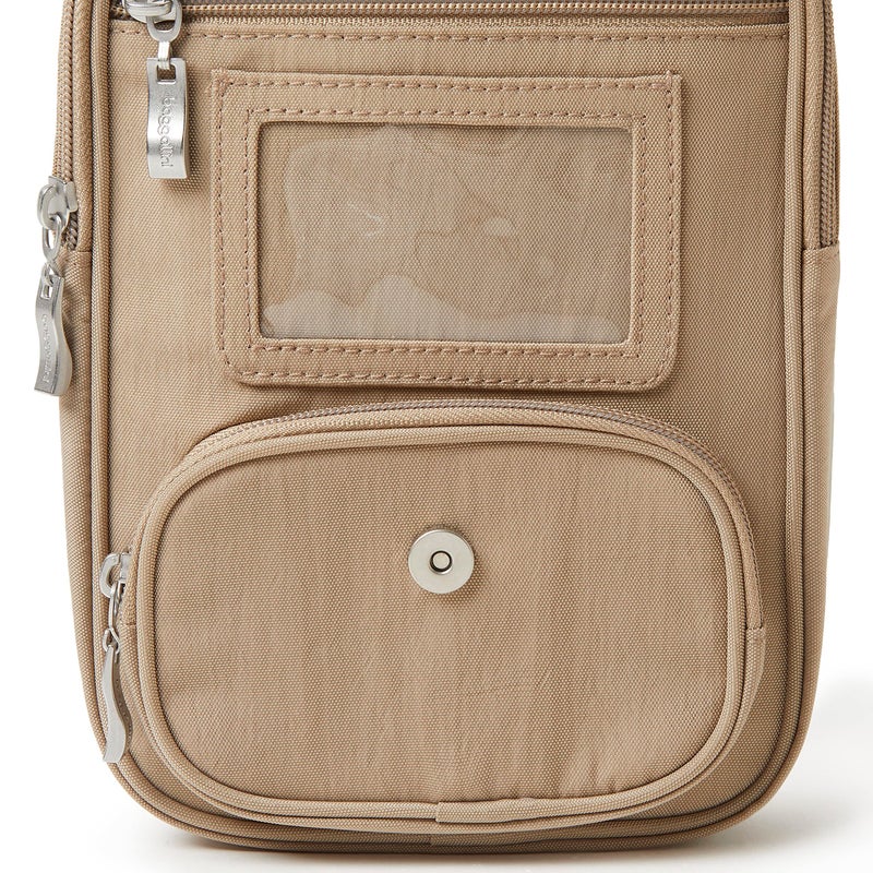 Baggallini Journey Crossbody Bags for Women 9x6" Small Lightweight Nylon Zipped Travel Safe Handbag Phone Passport Purse W/Rfid, Beach - Image 4