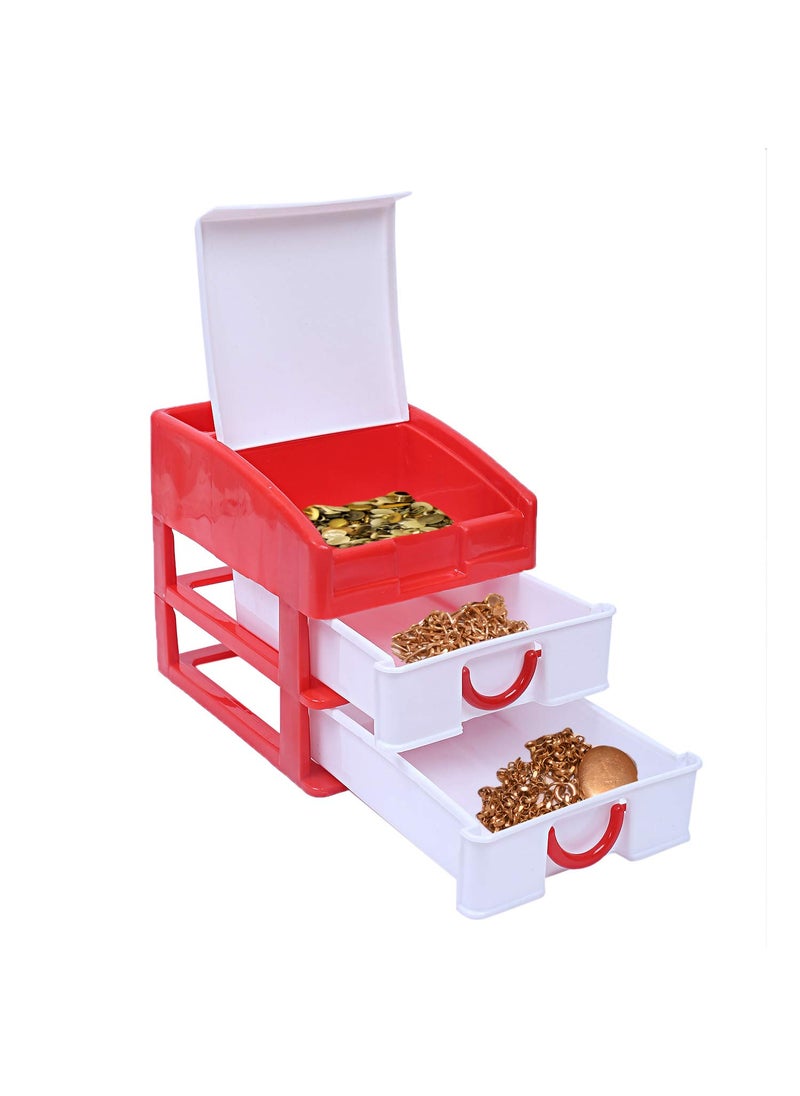 Kuber Industries Kuber Industries Plastic 2 Pieces Three Layer Drawer Storage Cabinet Box Red YellowCTKTC13130  - Image 3