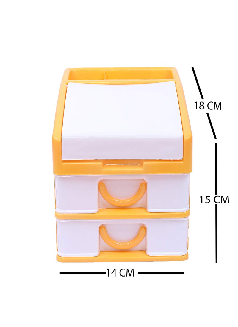 Kuber Industries Kuber Industries Plastic 2 Pieces Three Layer Drawer Storage Cabinet Box Red YellowCTKTC13130  - Image 2