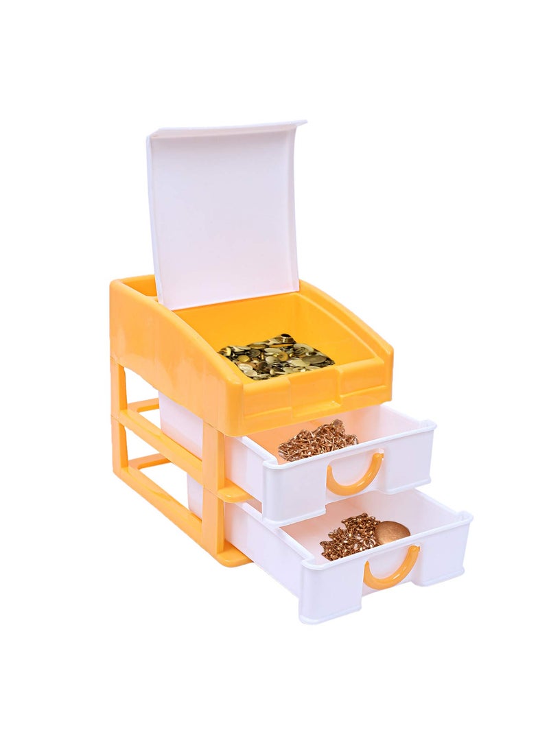 Kuber Industries Kuber Industries Plastic 2 Pieces Three Layer Drawer Storage Cabinet Box Red YellowCTKTC13130  - Image 5