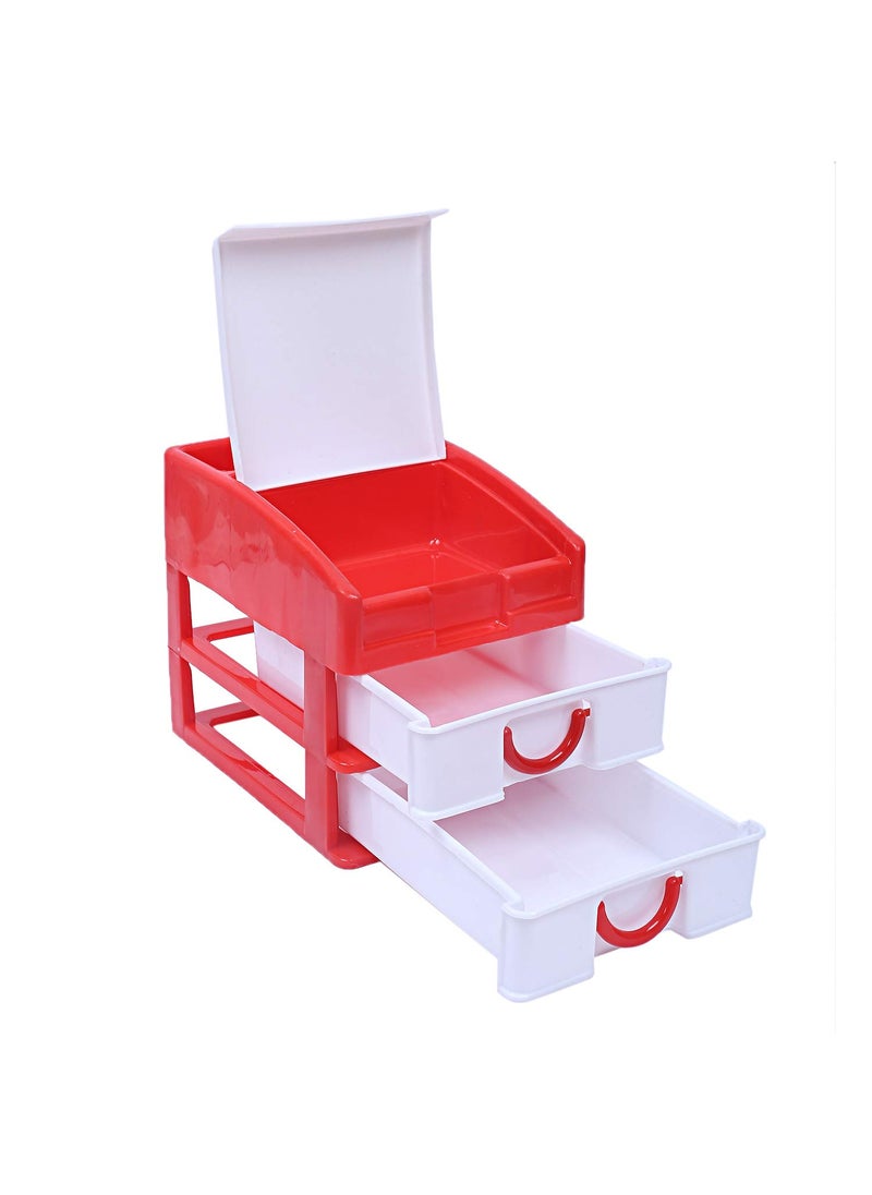 Kuber Industries Kuber Industries Plastic 2 Pieces Three Layer Drawer Storage Cabinet Box Red YellowCTKTC13130  - Image 4
