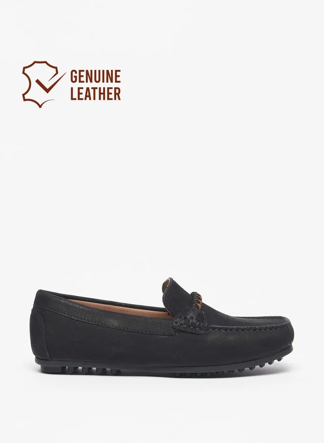 سيد دوتشيني Boys Solid SlipOn Moccasins with Braid Trim Accent and Stitch Design