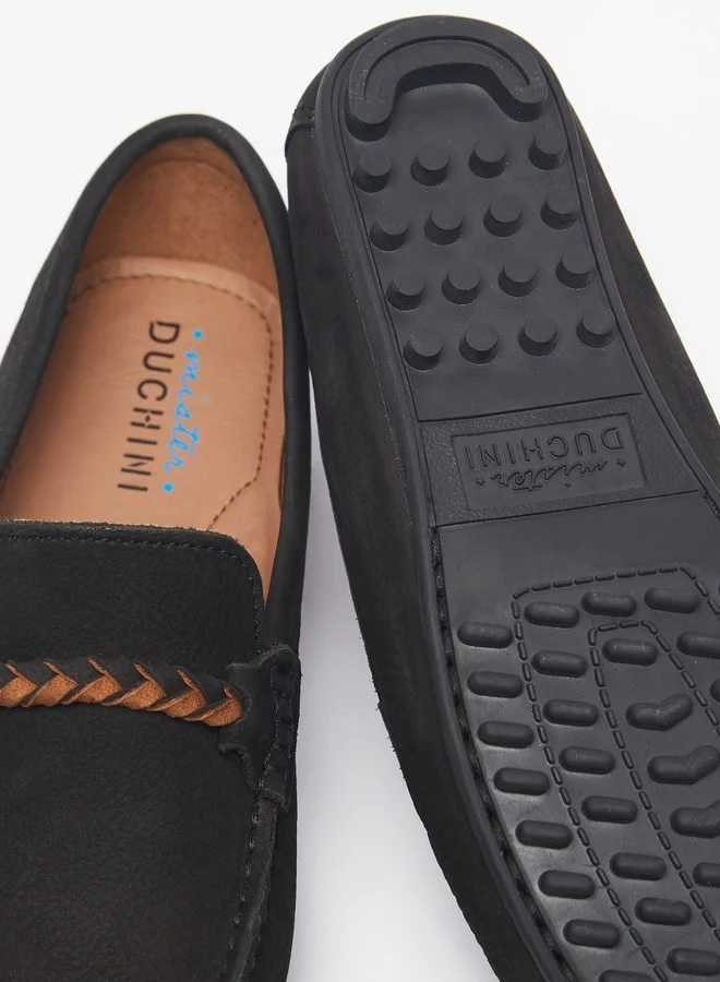 سيد دوتشيني Boys Solid SlipOn Moccasins with Braid Trim Accent and Stitch Design