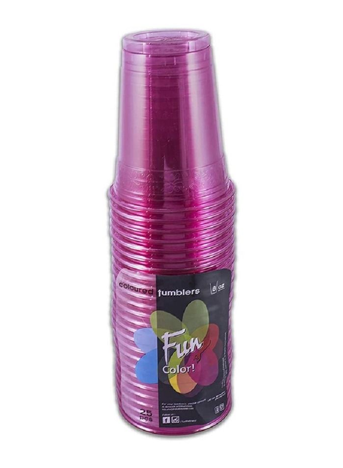 Fun 8oz 25-Piece Color Party Plastic Cup Set, Pink