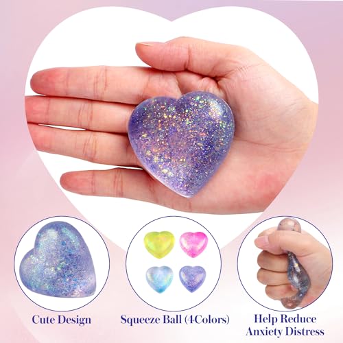 AiSiXin Heart Sugar Ball Stress Balls for Adults Purple Malt Sugar Ball Sensory Fidget Toys for Kids SlowRise Squishy Sugar Stress Ball Heart Shape Squeeze Toys for Stress Relief - Image 5