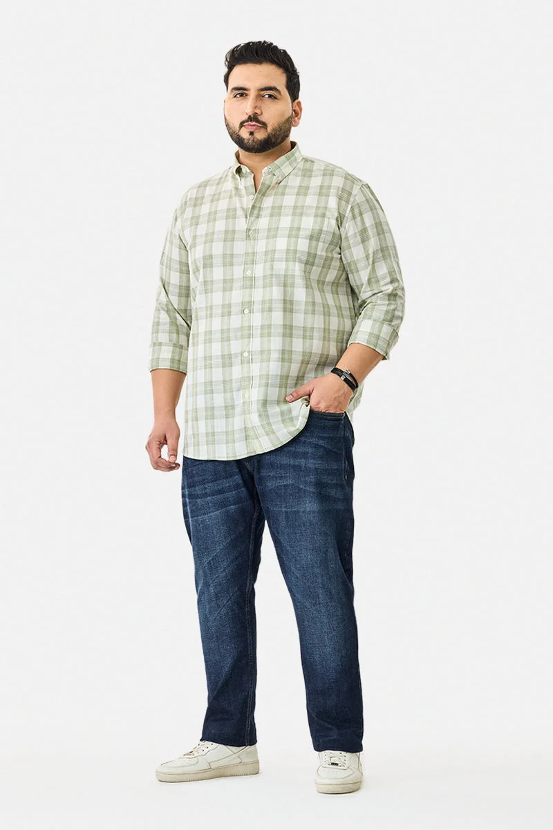 SNITCH Plus Size Linen Blend Checks Shirt
