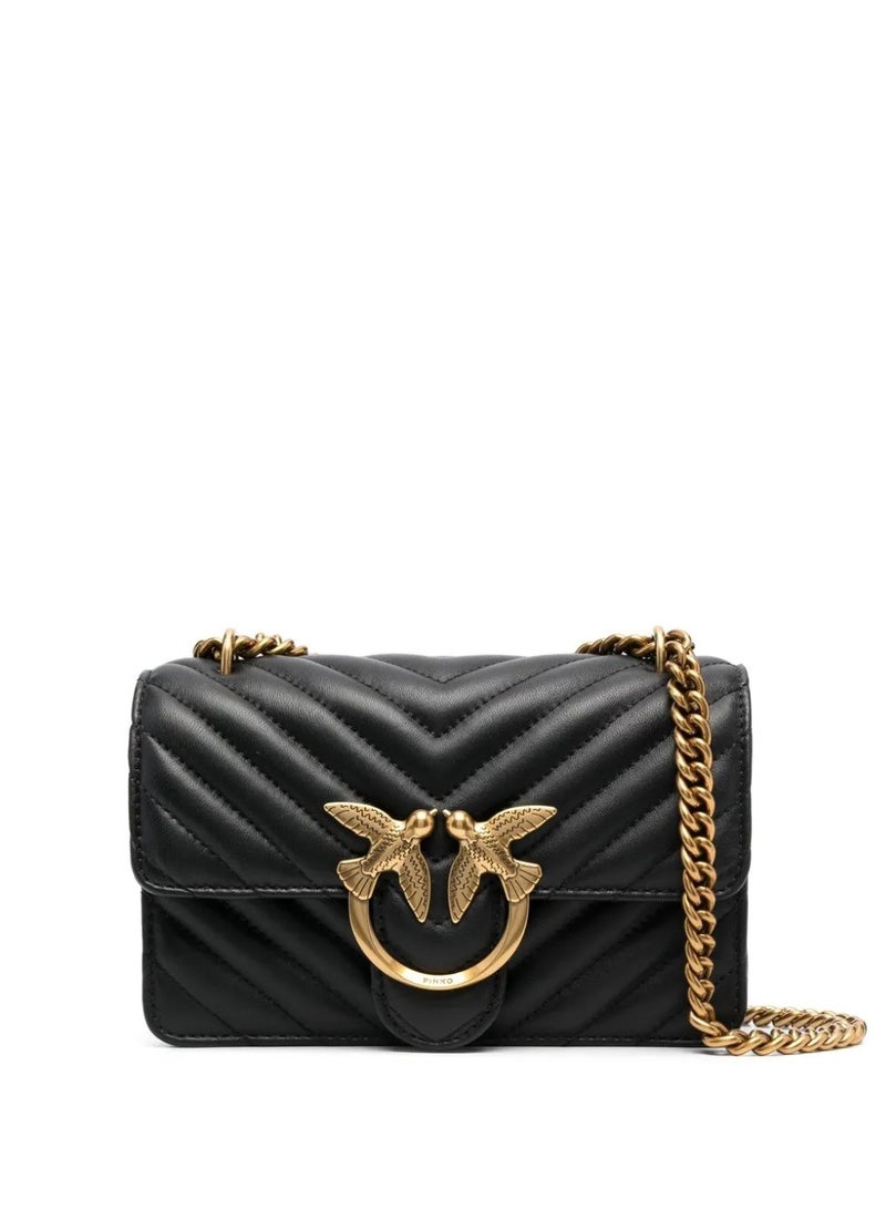 Pinko Women's Leather Crossbody Bag – Black Flap Design with Elegant Everyday Style - Image 1