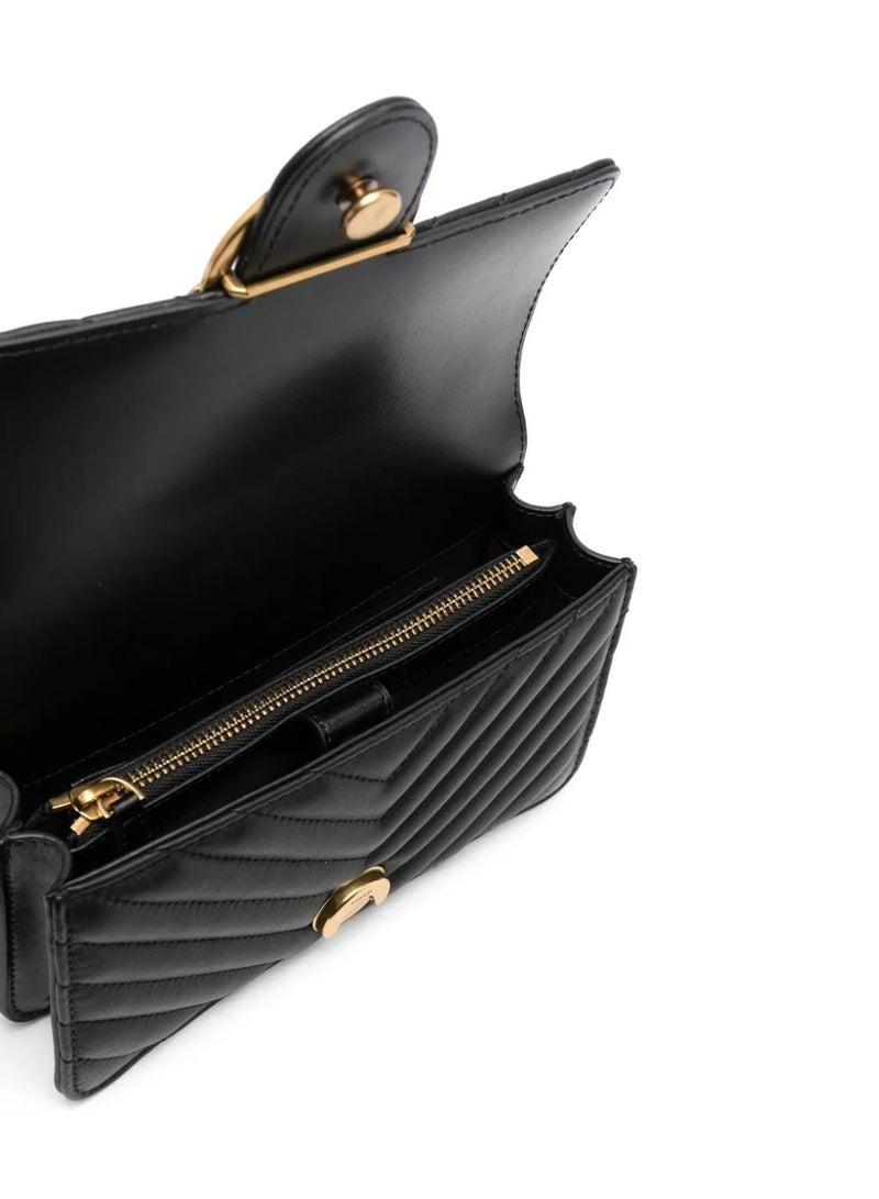 Pinko Women's Leather Crossbody Bag – Black Flap Design with Elegant Everyday Style - Image 4