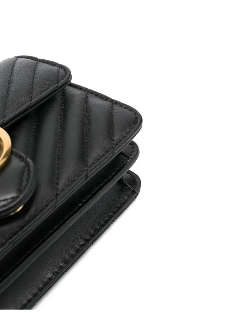 Pinko Women's Leather Crossbody Bag – Black Flap Design with Elegant Everyday Style - Image 3