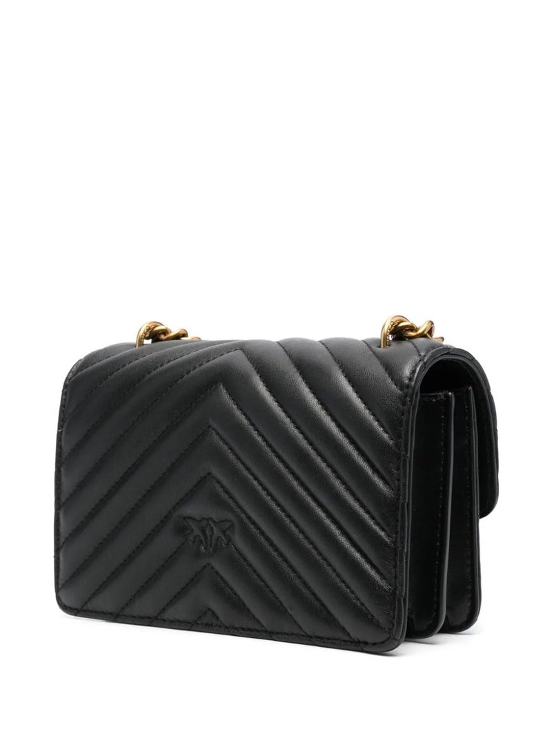 Pinko Women's Leather Crossbody Bag – Black Flap Design with Elegant Everyday Style - Image 2