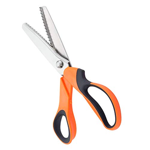 BlueSnail Stainless Steel Pinking Shears Comfort Grip Handled Professional Fabric Crafts Dressmaking Zig Zag Cut Scissors Sewing Scissors Serrated Orange - Image 1