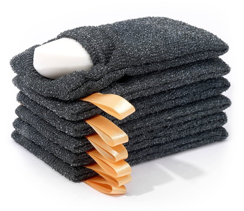 Antimbee 6-Pack Soap Pocket Exfoliating Soap Saver Pouch, Body Scrubber Rough Sponge Exfoliator for Bath or Shower, Gray Mesh Bar Soap Foam Lather Pouch - Image 1