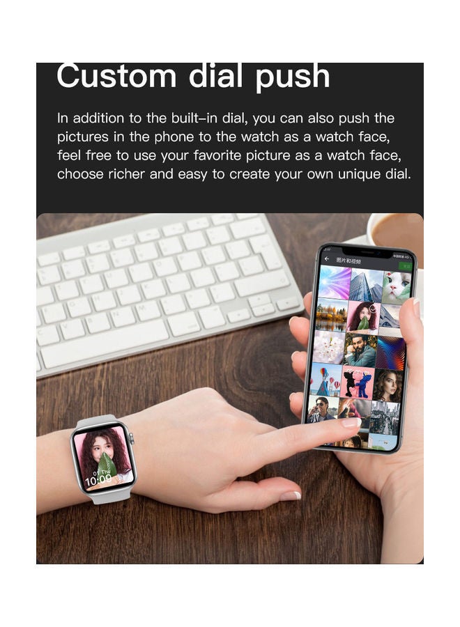 NIBEMINENT Water Resistant Smartwatch White/Silver - Image 4