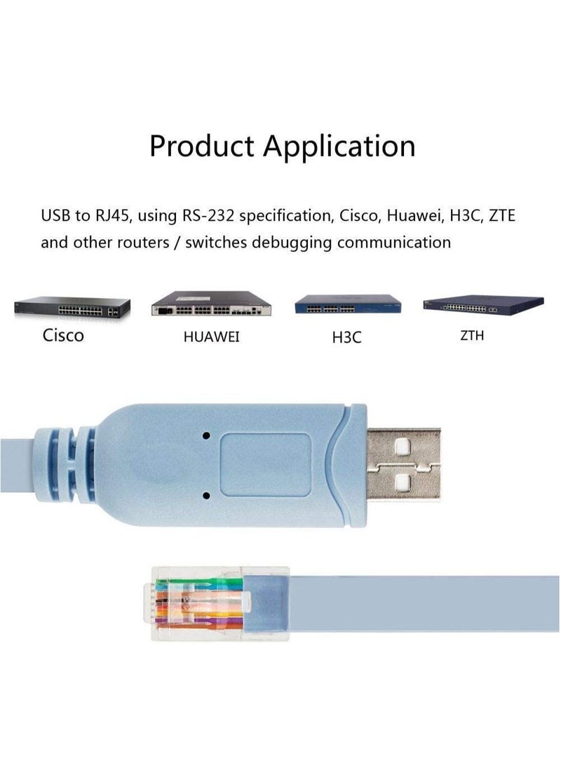 DUSALA USB Console Cable USB to RJ45 Console Cable for Cisco Routers AP Router Switch Windows 7, 8 (1.8M,Blue) - Image 4