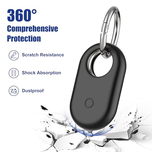SPOMOX [4 Pack for Samsung SmartTag2 Case, Silicone Holder for Galaxy Smart tag 2 with Keychain, Shockproof, Anti-Scratch for Backpacks, Luggage, Keys, Pets, Dog Collars, Black, White, Blue, Red - Image 2