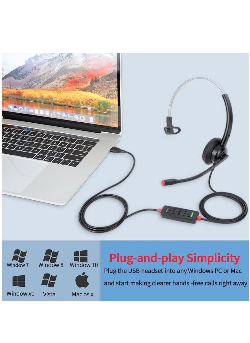 Generic - USB Headset with Microphone - Noise Cancelling Mic, PC Laptop Computer Headphone for Home Office, Online Class Skype Zoom - Image 1