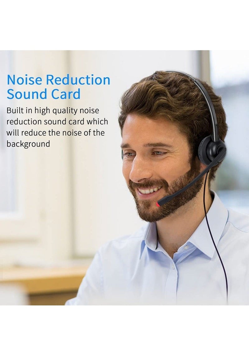 Generic - USB Headset with Microphone - Noise Cancelling Mic, PC Laptop Computer Headphone for Home Office, Online Class Skype Zoom - Image 1