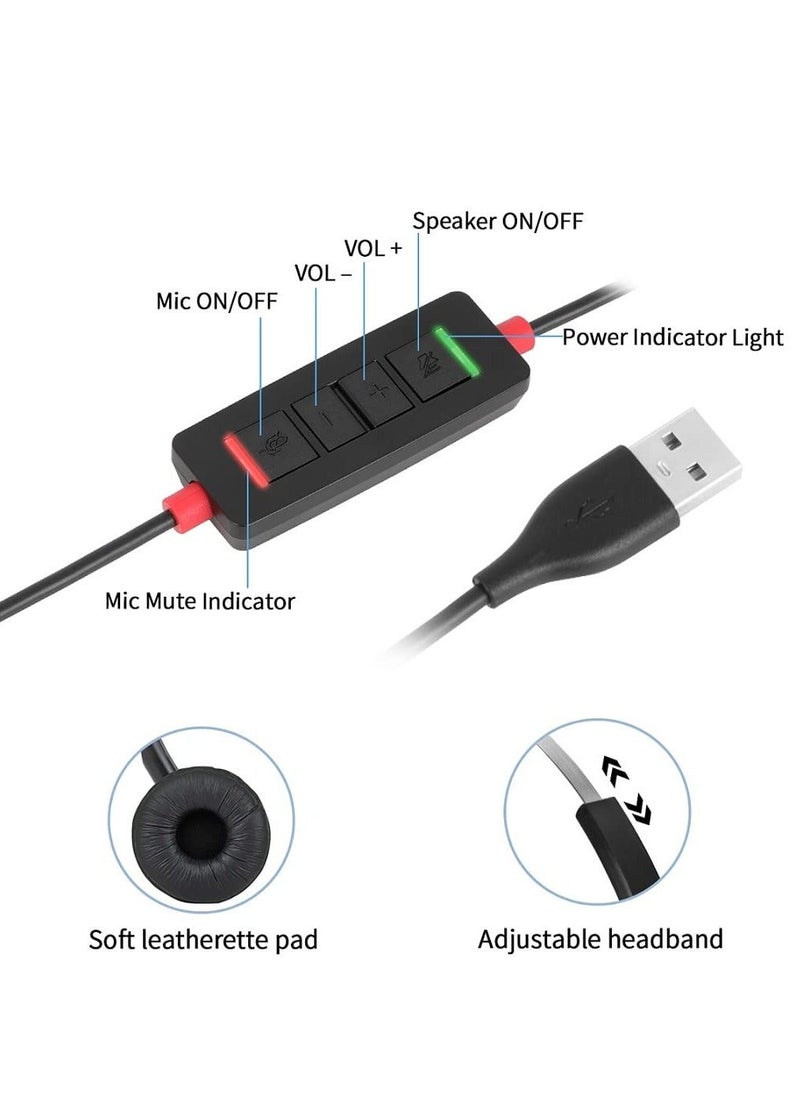 Generic - USB Headset with Microphone - Noise Cancelling Mic, PC Laptop Computer Headphone for Home Office, Online Class Skype Zoom - Image 1
