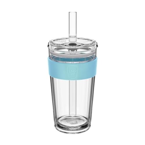KeepCup Cold Cup Longplay Double wall Glass Ice Coffee Tumbler with Lid and Straw 16oz 454ml Cloud - Image 1