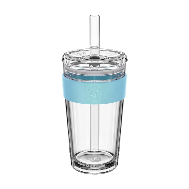 KeepCup Cold Cup Longplay Double wall Glass Ice Coffee Tumbler with Lid and Straw 16oz 454ml Cloud - Image 2