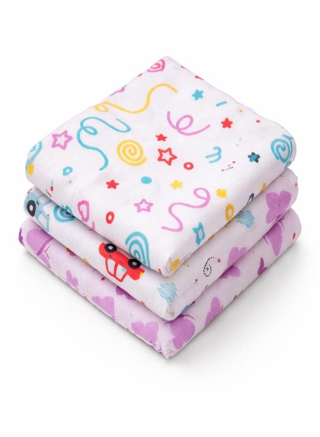 Firstblow Muslin 6 Layer Cotton Face Towels for Newborn Baby Extra Soft Hankies Reusable Napkins for Infants Toddlers/Kids | Pack of 3 - Image 1