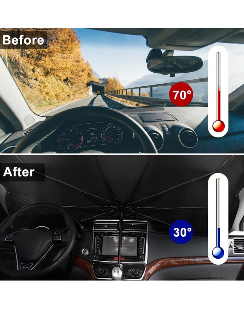 ELTRAZONE Car Shade Umbrella Windshield Foldable Reflective Visor Car Dashboard Umbrella Sunshade Used for Heat-insulating Sunshade On the Front Window of All Cars - Image 2