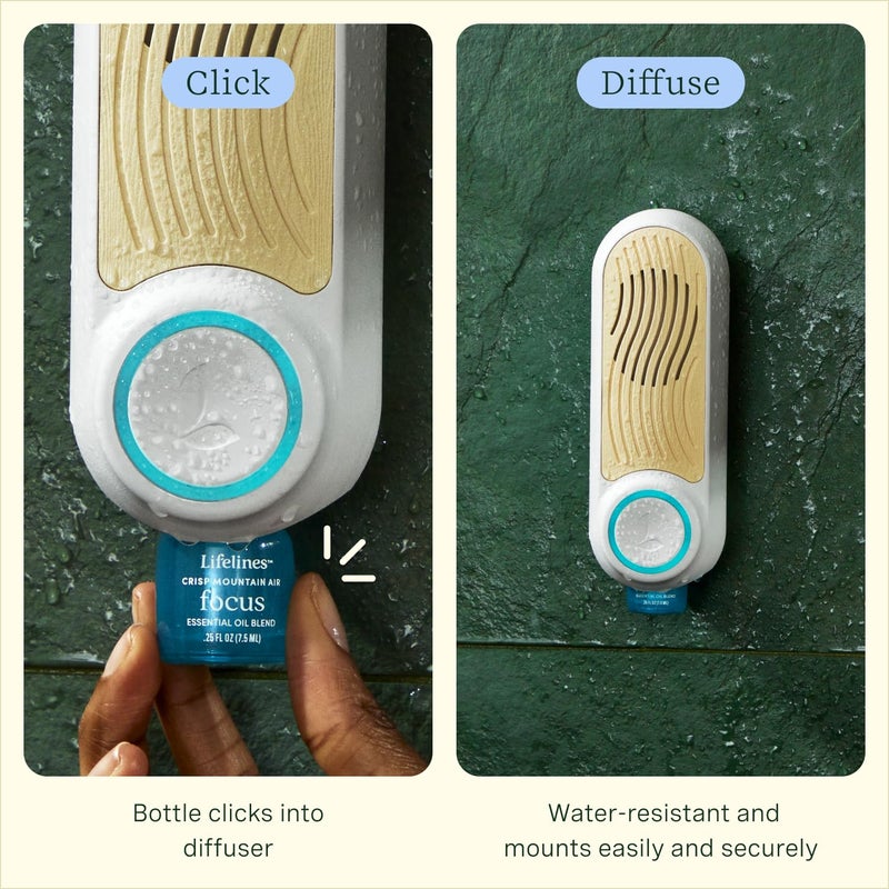 Lifelines Shower Diffuser - Wall-Mounted Essential Oil Diffuser for Showers - Aromatherapy Diffuser for Home Spa Experience, Auto Shut-Off Feature - ClickWick Essential Oil Blend Included - Image 3