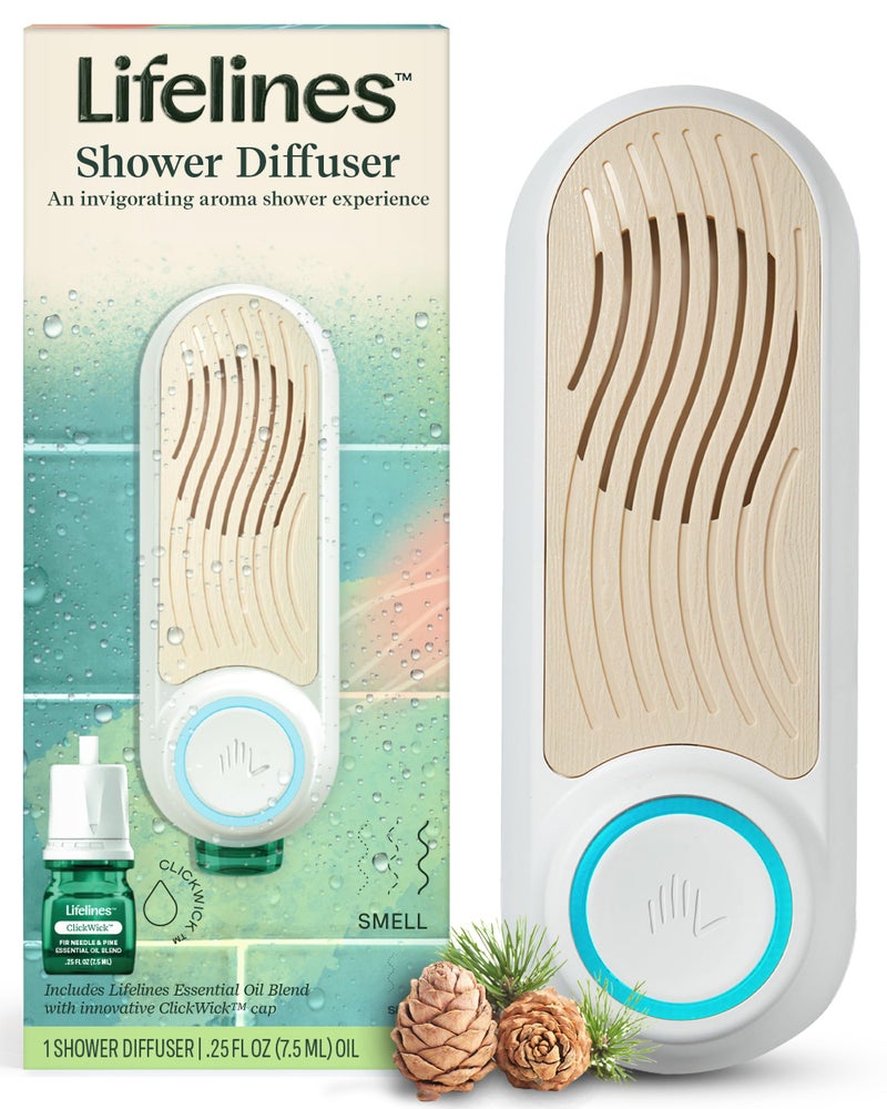 Lifelines Shower Diffuser - Wall-Mounted Essential Oil Diffuser for Showers - Aromatherapy Diffuser for Home Spa Experience, Auto Shut-Off Feature - ClickWick Essential Oil Blend Included - Image 1