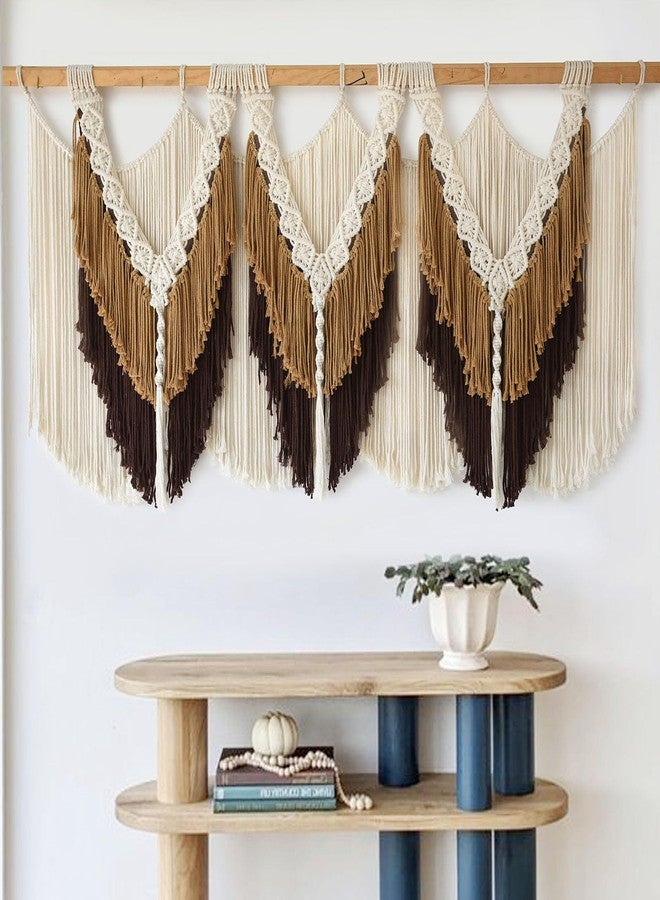 IOWER Macrame Wall Hanging Boho Wall Hanging Brown Dorm Wall Decor Craftsmanship Handmade Tassel Knotting Boho Fiber Art Home Room Decor 47" W x 25" L - Image 4